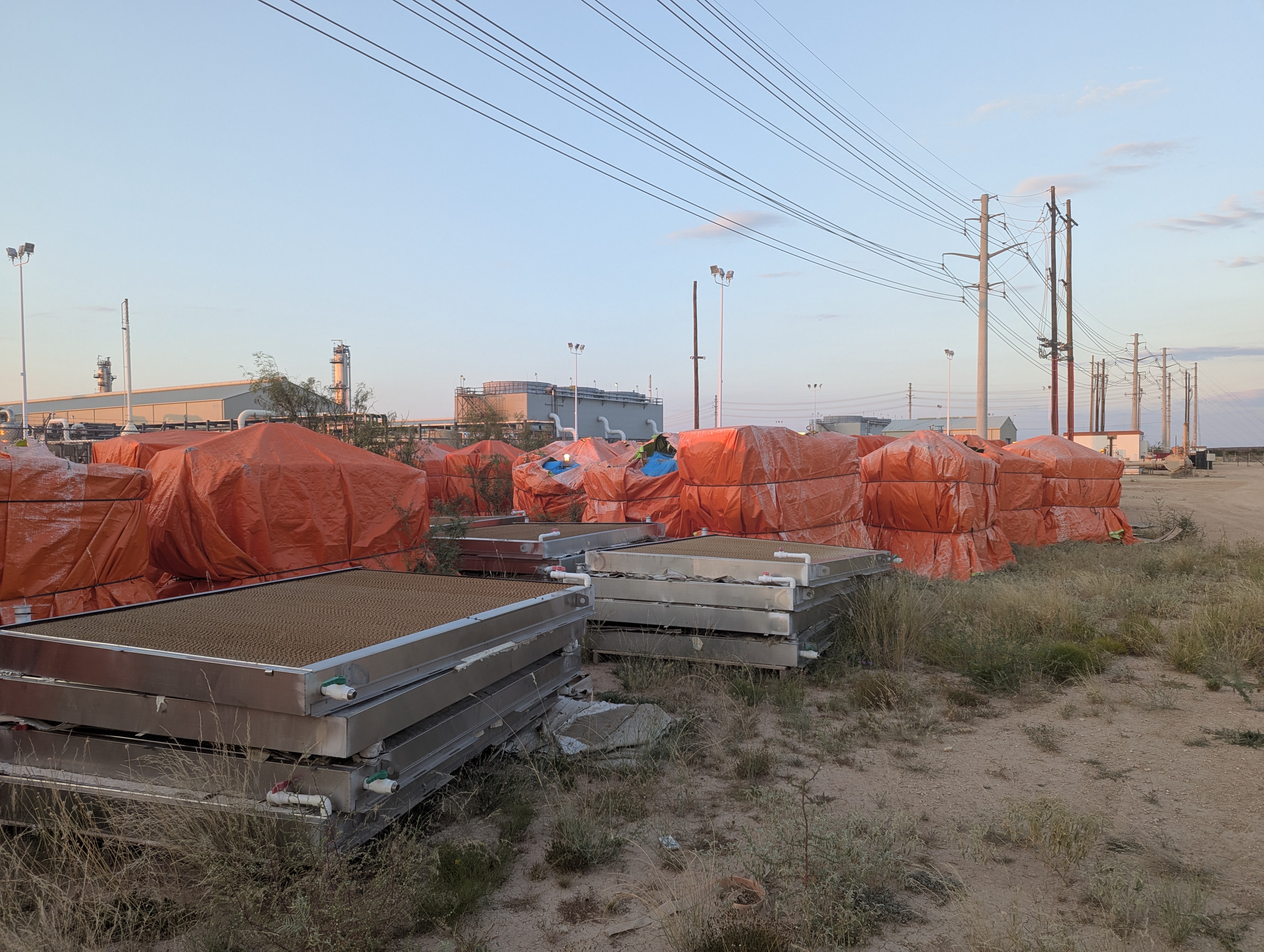 Data center construction site with heavy logistics and civil works